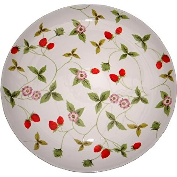 TeaLogic Kuchenteller Erdbeeren, Spülmaschinengeeignet, Weiß, Erdbeeren, ⌀ 19cm, Weiß, Erdbeeren, H: