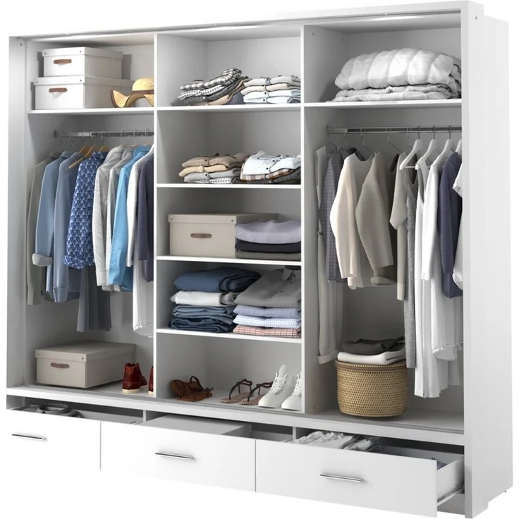 Compleo Kleiderschrank ARTI 01 mit 3 Schubladen, mit Spiegel, 3-türig Schwebetürenschrank – Bild 2