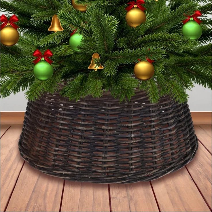 Spetebo Weihnachtsbaumdecke Rattan Weihnachtsbaumrock aus Weide 60 cm - braun (1-tlg), Abdeckung für den Christbaum Ständer – Bild 3