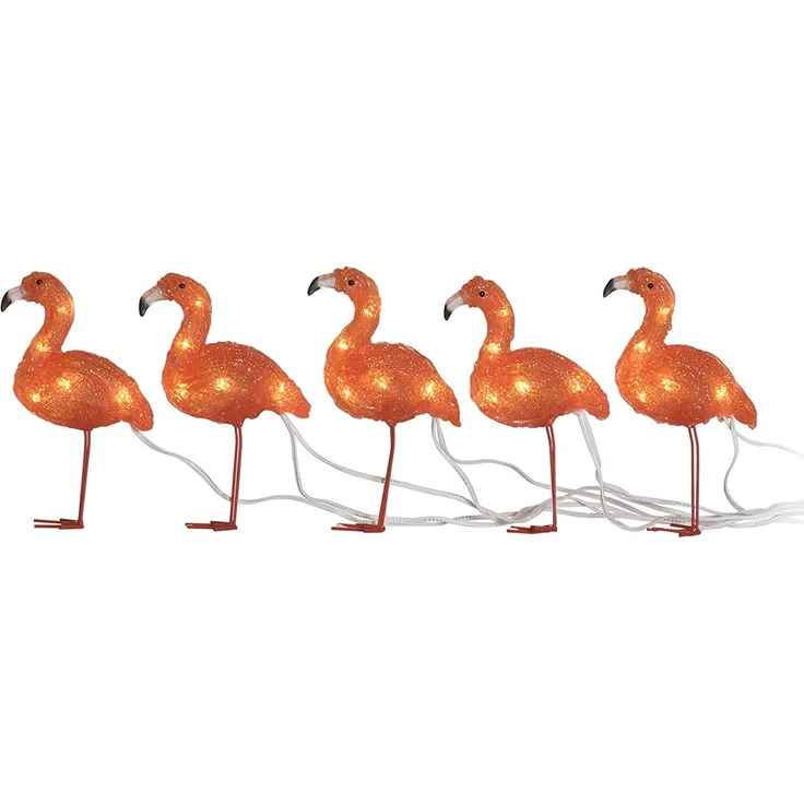 KONSTSMIDE No. 6267-803 LED Acryl Flamingos 5er-Set 40 bernsteinfarbene Dioden IP44