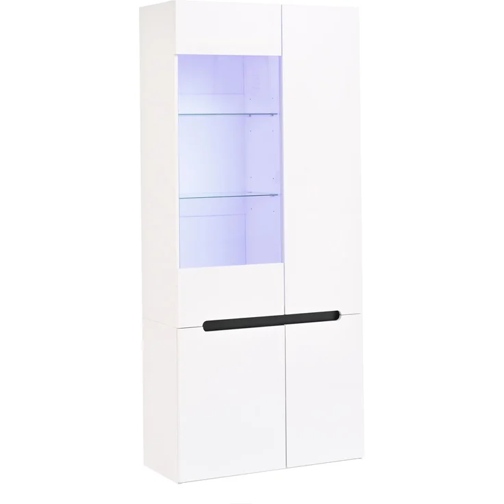 ZUBALIYA Vitrine 80x35 cm mit LED-Beleuchtung mit Sicherheitsgeländer in Weiß, ideale Lösung für kleine Räume, robuste Verarbeitung, langlebige Materialien, einfache Selbstmontage – Bild 15