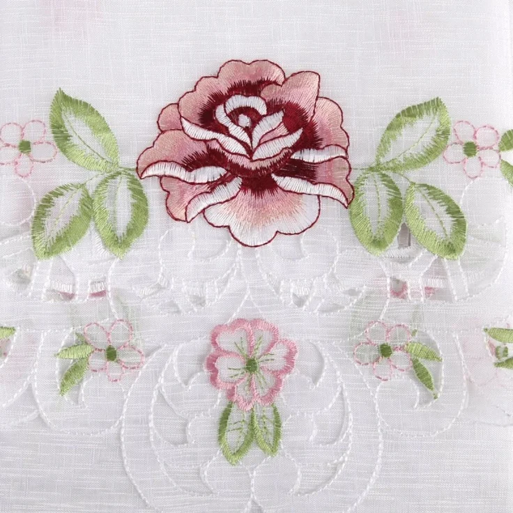 Arsvita Panneaux Blumen Mona mit Stickerei, Schlaufen, transparent, Türpanneaux 180x60cm Stangendurchzug, Voile Kurzgardine Bistrogardine – Bild 3