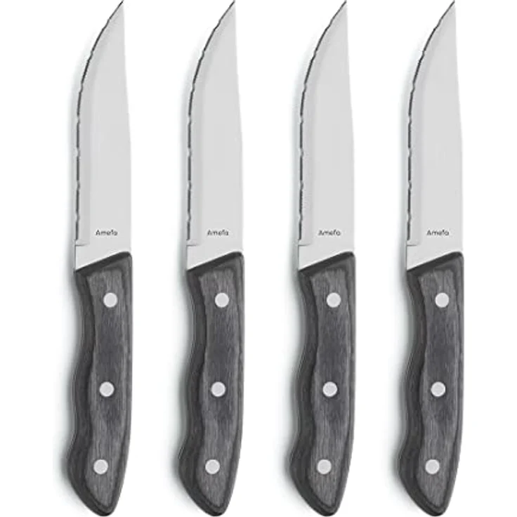 Amefa 'HERCULE' Jumbo-Steakmesser, 4-teilig Set, Holz braun / Stahl silber, 11,8 cm – Bild 2