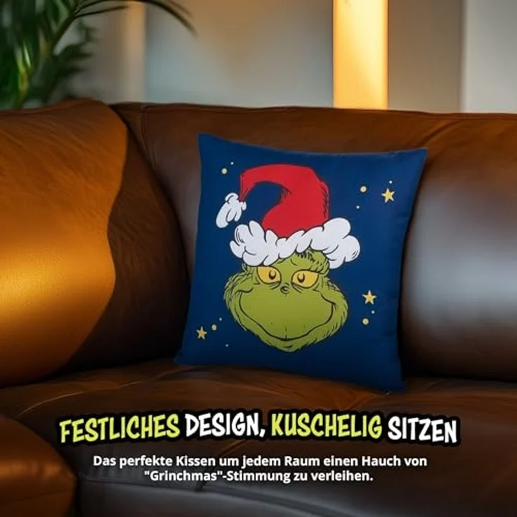 United Labels® Dekokissen The Grinch Kissen - Plüsch Zierkissen Kopfkissen 30 x 30 cm – Bild 4