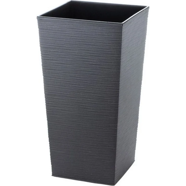 Engelland Pflanzkübel Blumentopf aus recyceltem Kunststoff & Holz (WPC), Rillenoptik (UV-beständig, wetterfest), Blumenkübel für Garten, Balkon, Terrasse, Innen- und Außenbereich – Bild 1