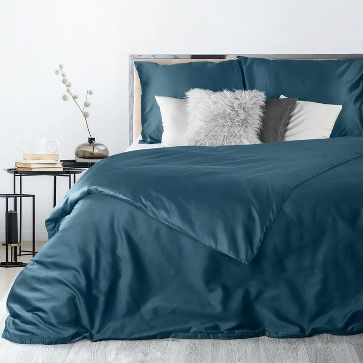 Eurofirany Bettwäsche Bettwäschegarnitur Ehebett mit Seidenglanz Makosatin Satinbaumwolle, 100% Baumwolle, 3 teilig, Baumwolle, Hochwertige Bettwäsche, klassisch, musterlos – Bild 1