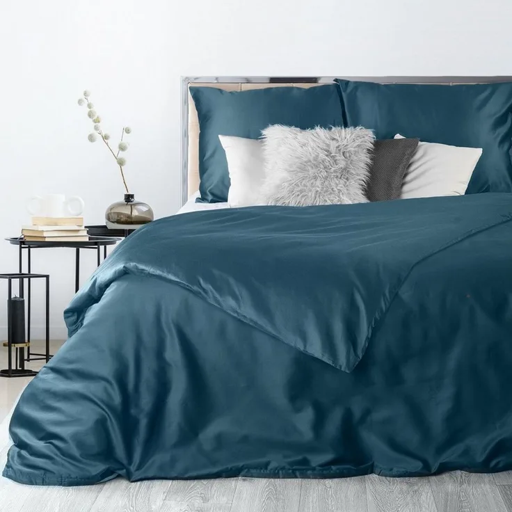 Eurofirany Bettwäsche Bettwäschegarnitur Ehebett mit Seidenglanz Makosatin Satinbaumwolle, 100% Baumwolle, 3 teilig, Baumwolle, Hochwertige Bettwäsche, klassisch, musterlos