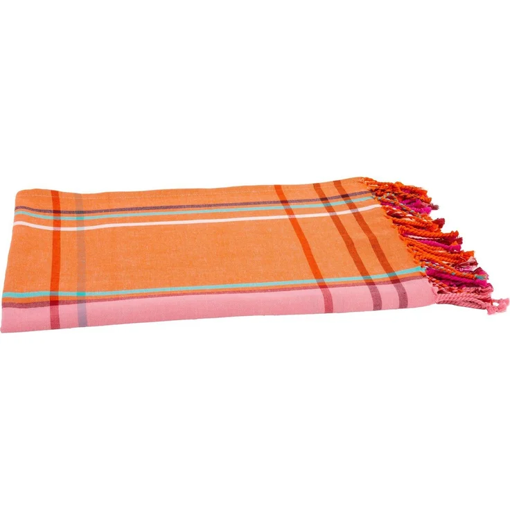 Strandtuch Hamamtuch Strandlaken Woodstock rot pink kariert 90x170 cm 7258R – Bild 1