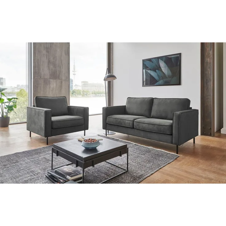 ATLANTIC home collection 2-Sitzer Weston, im skandinavischem Stil, mit Wellenunterfederung