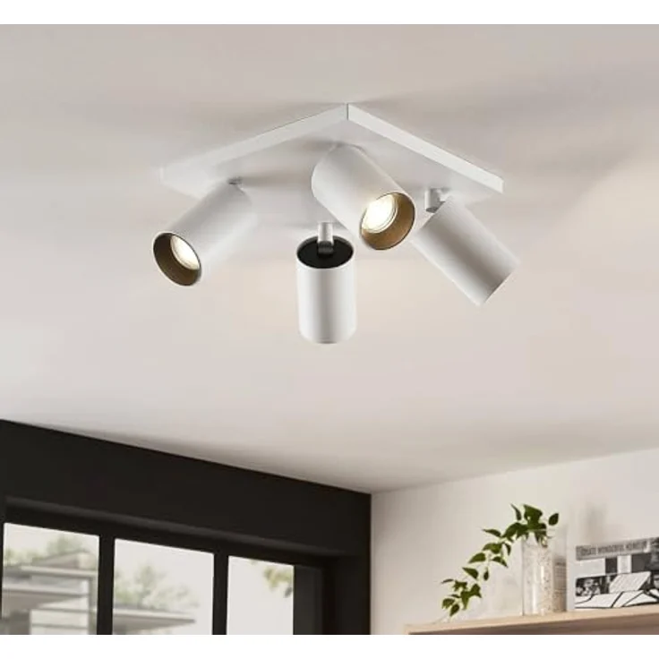 Arcchio Deckenlampe quadratisch, 4-fach Deckenstrahler drehbar 350° und schwenkbar 90°, Aluminium weiß, ohne Leuchtmittel – Bild 4
