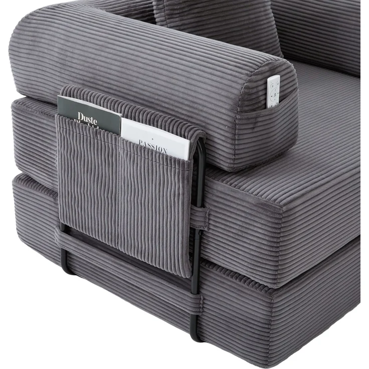 ZUBALIYA Ecksofa 94x67 cm, mit Ablageflächen, mit Cordbezug, mit breiten Armlehnen, modular aufgebaut, mit Schaumstoffpolsterung – Bild 20