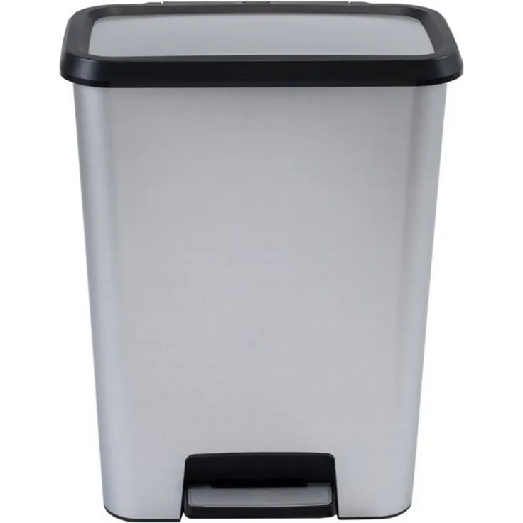 Curver Mülleimer, Compatta 50l Tret-Abfalleimer inox