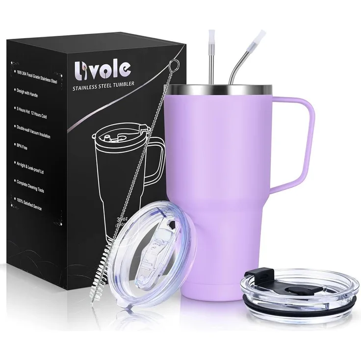Livole 30oz 900ml Doppelwandiger Thermobecher mit Henkel und