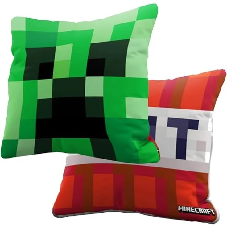 BERONAGE Dekokissen Minecraft Kissen Creeper & TNT 40x40 cm Kuschelkissen Sofakissen, passend zur Bettwäsche, ideal für Sofa, Couch, Kinder-Bett, Auto