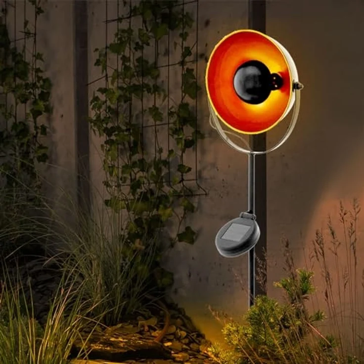 LED Solarleuchte, Erdspieß, Stahl, schwarz-orange, Höhe 61 cm – Bild 3