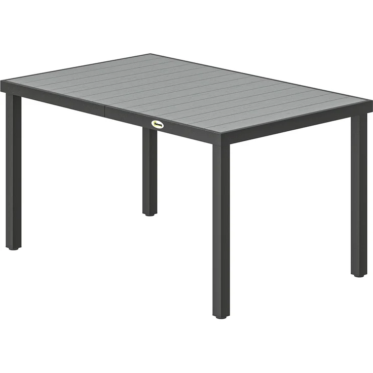 Gartentisch für 4 bis 6 Personen, Esstisch für den Außenbereich mit Lattenplatte, 140 x 90 x 74 cm, grau – Bild 2