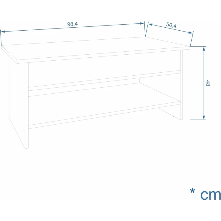 KOMTO Couchtisch Höhenverstellbar Wohnzimmertisch mit Stauraum Aufklappbar Sofatisch (Kaffeetisch Stubentisch, Spanplatte, Coffee Table Tokyo 98,4 x 50,4 x 48 cm) – Bild 3
