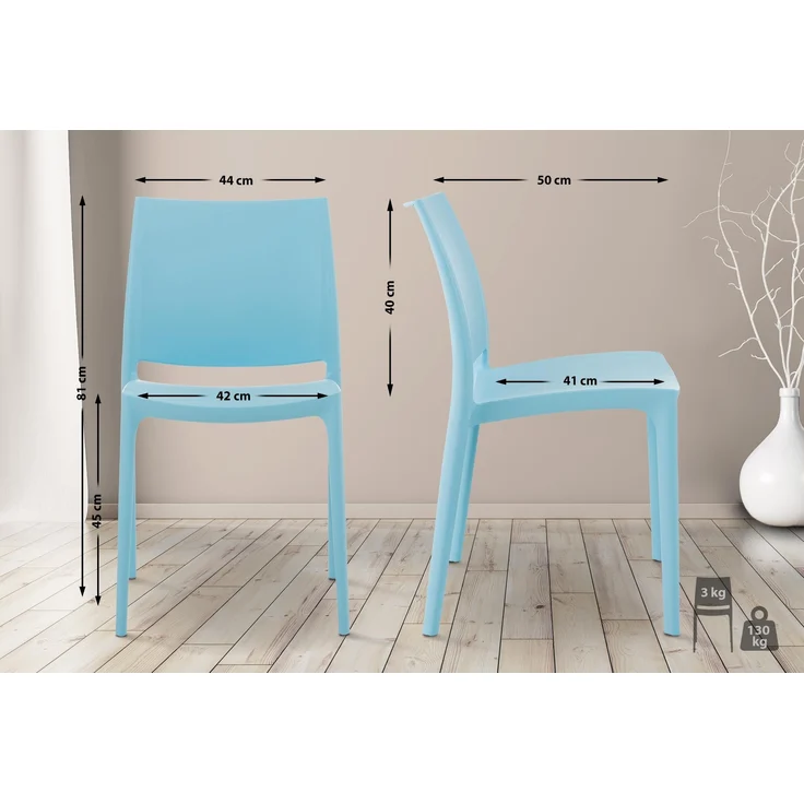 CLP 2er Set Stapelstühle Maya bis zu 130 kg belastbar,hellblau – Bild 4