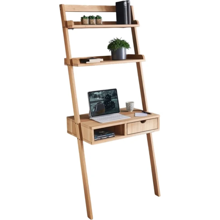 Regal-Schreibtisch >Max< in Eiche, Massivholz - 69x170x48cm (BxHxT) – Bild 6