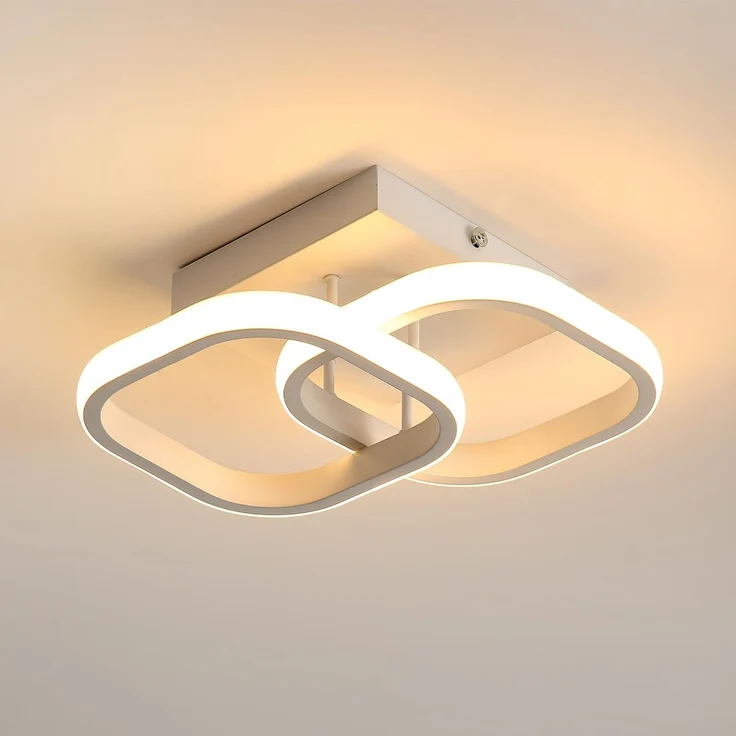 Goeco LED Deckenleuchte Innen Deckenlampen Flur, 22W 28 CM Quadratische Deckenlampe LED Innen 3000K Warmweißes Licht, Kreativ Lampen Deckenbeleuchtung für Schlafzimmer, Wohnzimmer, Küche, Weiß – Bild 1