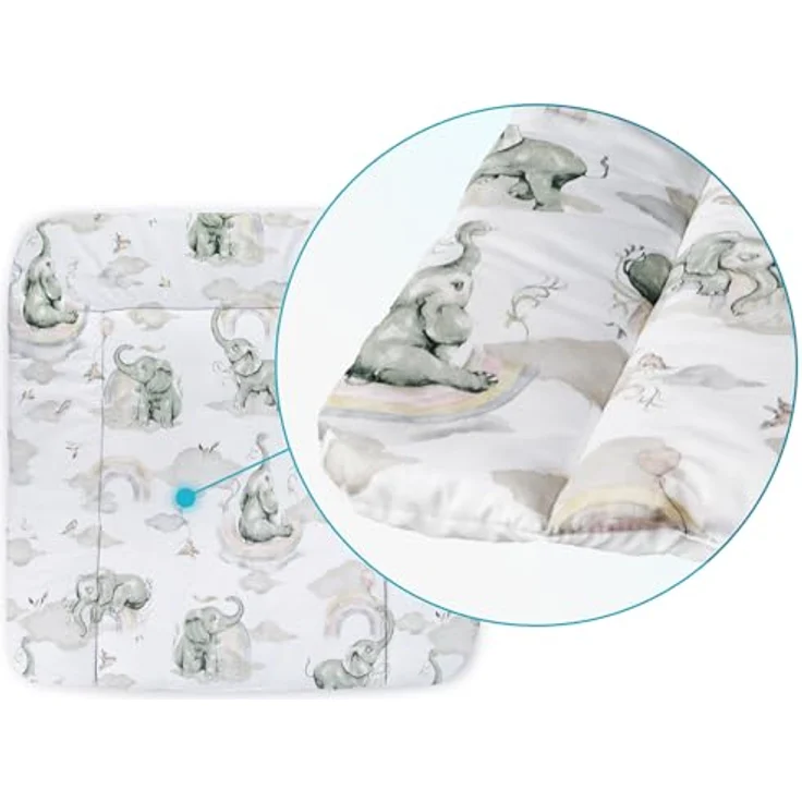Balbina® Wickelunterlage aus Baumwolle weiche Wickeltischauflage für Wickelkommoden waschbar 60x70 I Elefant im Regenbogen – Bild 5