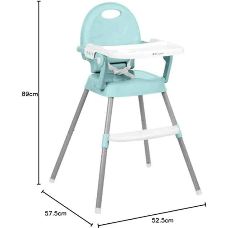 Kikkaboo Kinderhochstuhl 3 in 1 Spoony, niedriger Fütterungsstuhl, Sitzerhöhung grau türkis – Bild 11