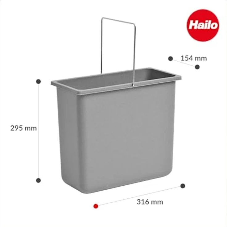 Hailo Einbaumülleimer Hailo Deckel 1069619 für 12 Liter Inneneimer hellgrau Allegro 3612-50 – Bild 5
