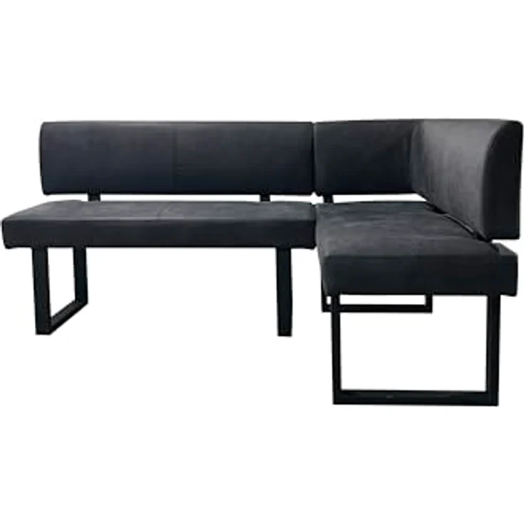 byLIVING Eckbank Vancouver/Vintage Mikrofaser anthrazit/Metall Gestell schwarz pulverbeschichtet/Taschenfederkern/Langer Schenkel Links/Küchenbank/Sitzbank / 181,5x125, H 86 cm – Bild 7
