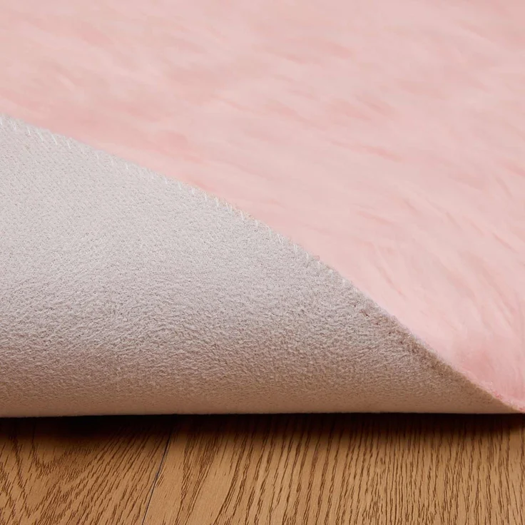 vidaXL Kunstschaffell Teppich Tafalla Rosa Ø 100 cm Polyester 42021558 – Bild 6