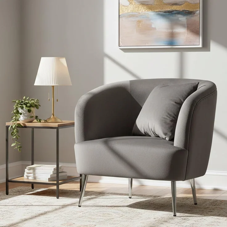 Dmora Madeira Sessel Grau mit Armlehnen, Belastbar bis 150 kg – Bild 1