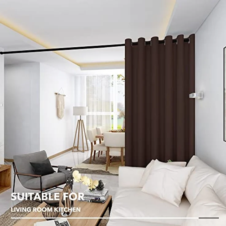 Deconovo Abdunklungsvorhang Blickdichte Vorhänge Thermogardine Dunkelbraun | 1 Stück, H290 x B200 cm, Ösenschal, Abdunkelnd, Kälteschutz und Hitzeschutz, Vorhang für Schlafzimmer, Sichtschutz, UV-Schutz – Bild 9