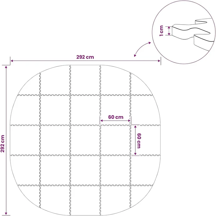 vidaXL Pool Bodenschutzmatte 25 stk. Ø 292 cm Rund EVA-Schaum Schwarz 42042636 – Bild 3