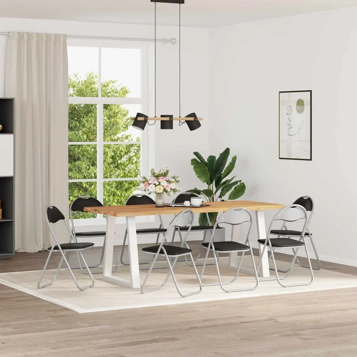 vidaXL Klappstuhl 8 pcs Schwarz und Grau 48 x 43,5 x 81 cm Kunstleder 42029049 – Bild 1