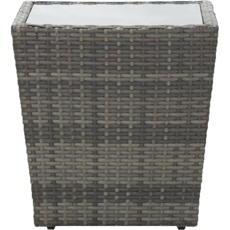 Gartentisch, Beistelltisch, Balkontisch Grau 41,5x41,5x43 cm Poly Rattan und Hartglas – Bild 2