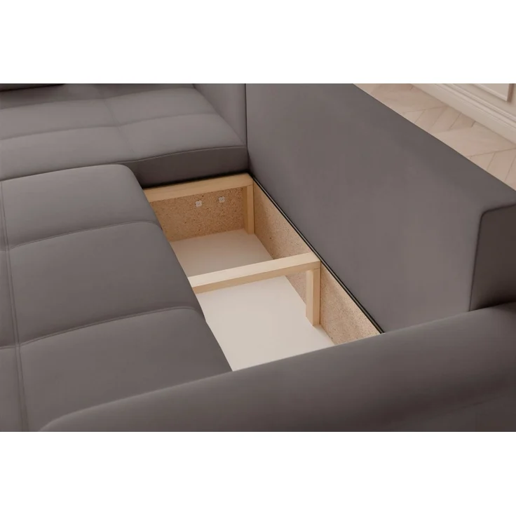 Ecksofa Schlafsofa Sofa LEROS in Stoff Manila Grau Ottomane Links – Bild 5