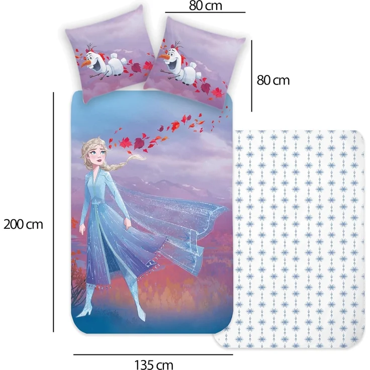 BERONAGE Kinderbettwäsche Frozen Die Eiskönigin Elsa & Olaf Bettwäsche Linon / Renforcé, 100% Baumwolle, 2 teilig, 135x200 + 80x80 cm – Bild 7