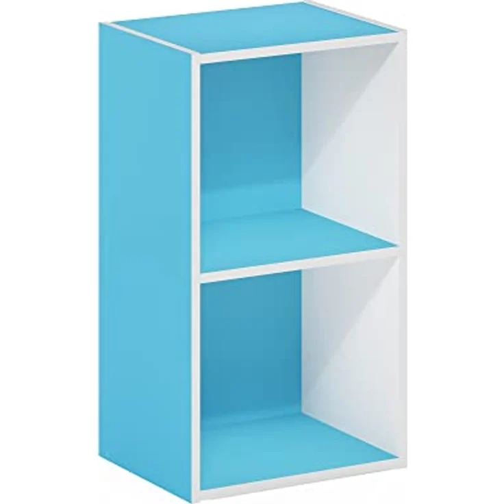 Furinno Pasir 2-stufiges Bücherregal mit offenem Regal, Hellblau/Weiß – Bild 7