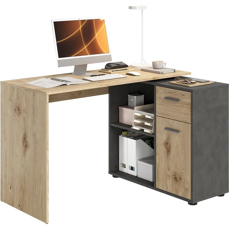 Schreibtisch >ALBRECHT 1< in Viking Eiche - Matera - 83x74x117cm (BxHxT)