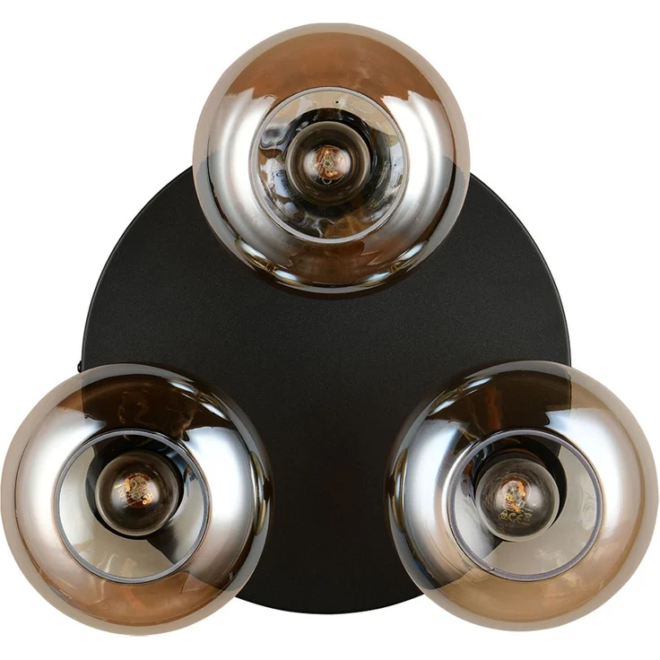 LED Deckenleuchte, Metall schwarz, Glas amberfarben, D 39 cm – Bild 8