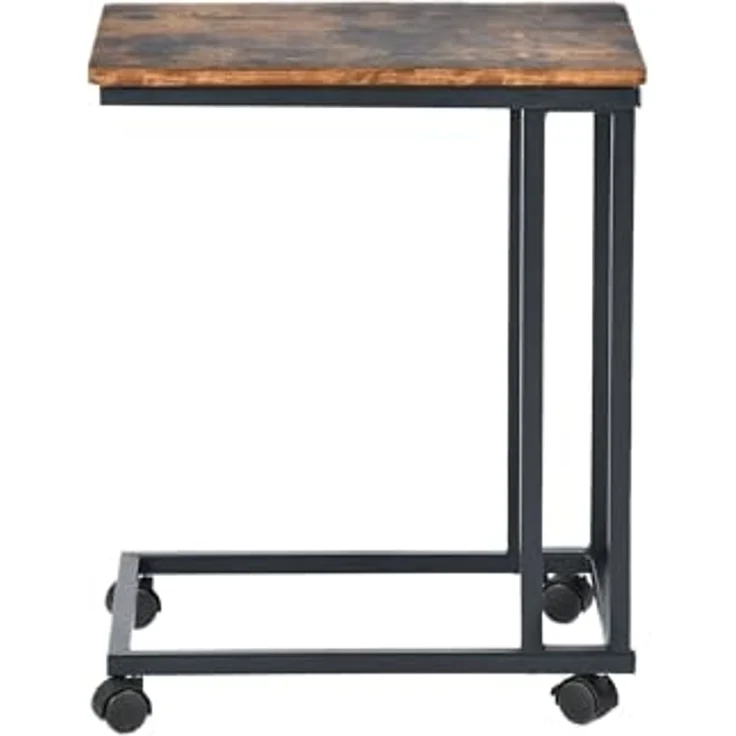 FurnitureR Moderner Rolltisch für Flur, 50x35x61,5cm, Vintage-Holzoptik & Metallrahmen, Mobiler Beistelltisch mit Rollen für Eingangsbereich – Bild 4