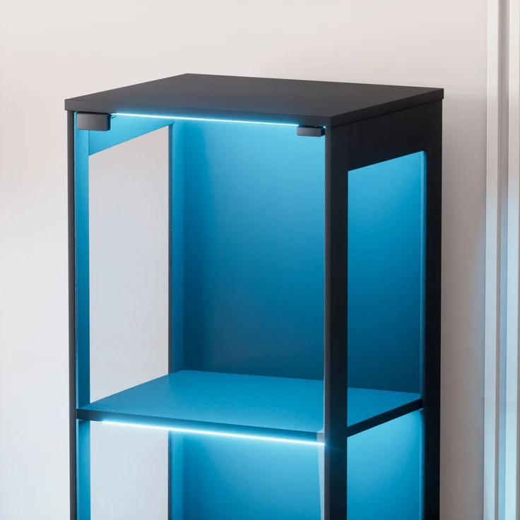 Glasvitrine 40 x 35 x 165 cm mit Glastüren, LED-Beleuchtung und Bewegungssensor – Bild 8
