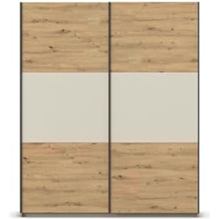 Rauch Möbel Neo, Schwebetürenschrank, Kleiderschrank, Kleiderschränke, Garderobe, Schrank mit Stauraum, 2-türig, Farbe Eiche Artisan/Champagner, 175 x 210 x 59 cm – Bild 8