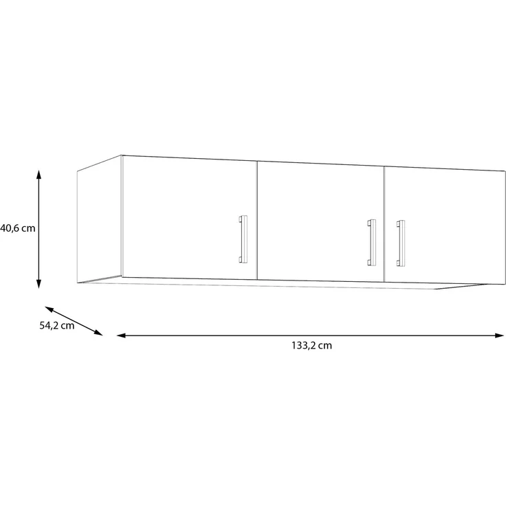 Forte ECONOBOX Schrankaufsatz 135, 3-türiger Drehtürenschrankaufsatz, Holzwerkstoff, Weiß, 133,2 cm breit, 38,1 cm hoch, 54,2 cm tief – Bild 6