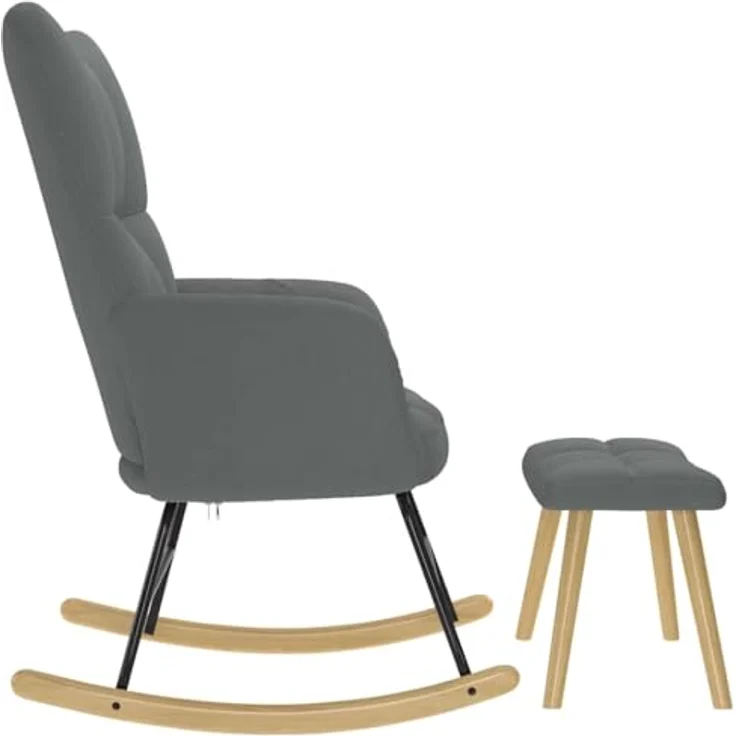 vidaXL Schaukelstuhl mit Fußhocker Dunkelgrau Stoff 4016801 – Bild 7