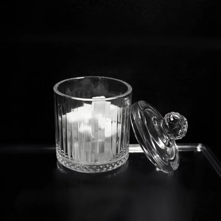 Glasschale mit Deckel im Riffle-Design ideal für Snacks oder Gewürze Transparent – Bild 2