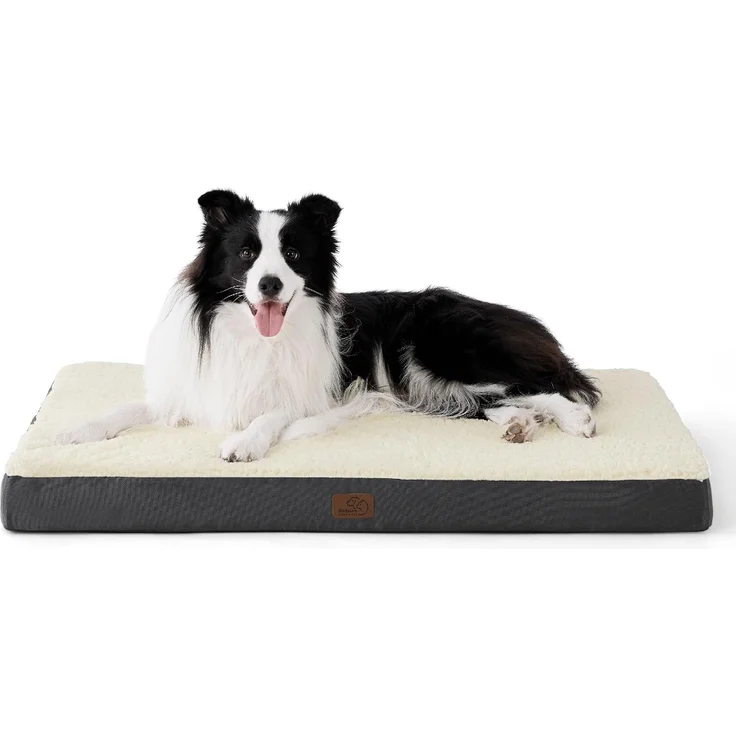BEDSURE orthopädisches Hundebett mittelgroße Hunde, flauschig, waschbar, grau für mittelgroße Hunde, 91 x 69 x 7.6 cm – Bild 1