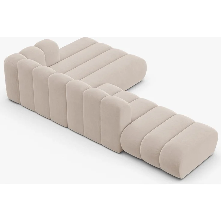 Micadoni Modulares Ecksofa offen Lupine 5-Sitzer Samt Venus Helles Beige Rechts – Bild 5