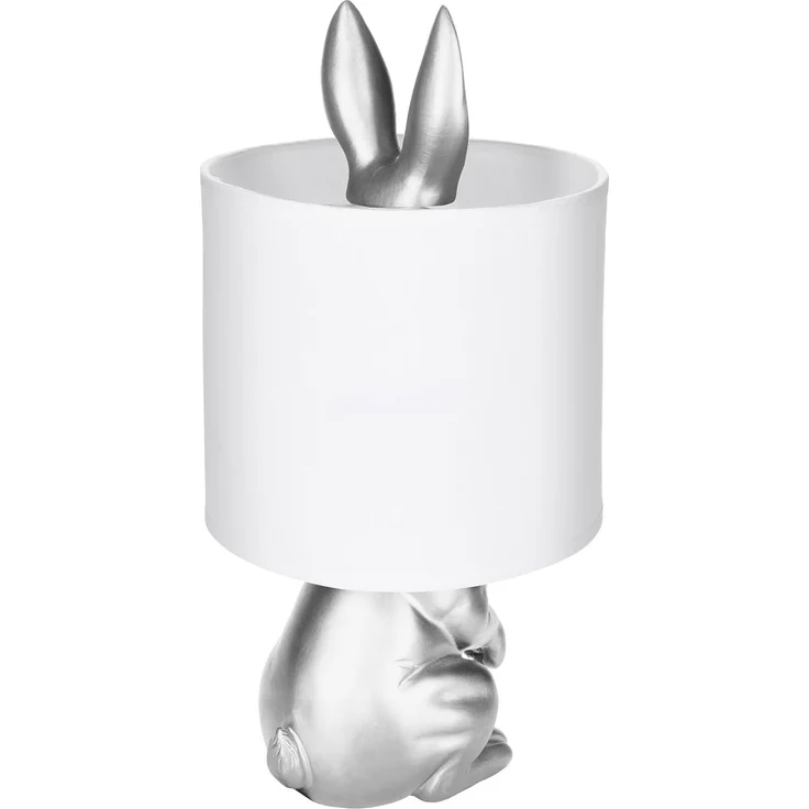 BRUBAKER Nachttischlampe Tischleuchte Hase Gold oder Silber - Tischlampe mit Lampenschirm, ohne Leuchtmittel, Motiv Lampe mit Keramikfuß, Höhe 42 cm – Bild 5