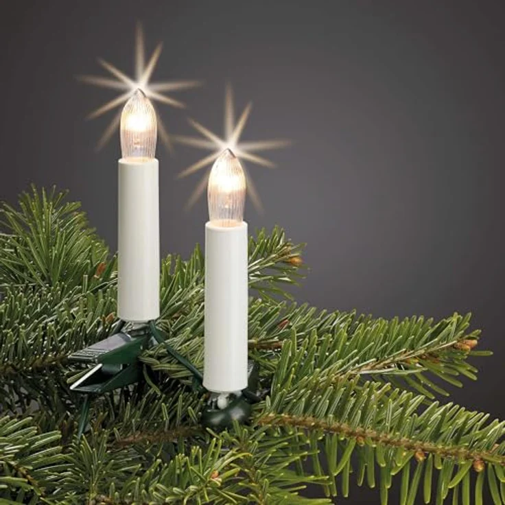 Hellum Lichterkette Weihnachtsbaum innen Made in Germany, Christbaumbeleuchtung mit Clips, 30 Lichter, 2030 cm beleuchtet, grünes Kabel und weißer Schaft, für Innenbereich mit teilbaren Stecker 813012 – Bild 8