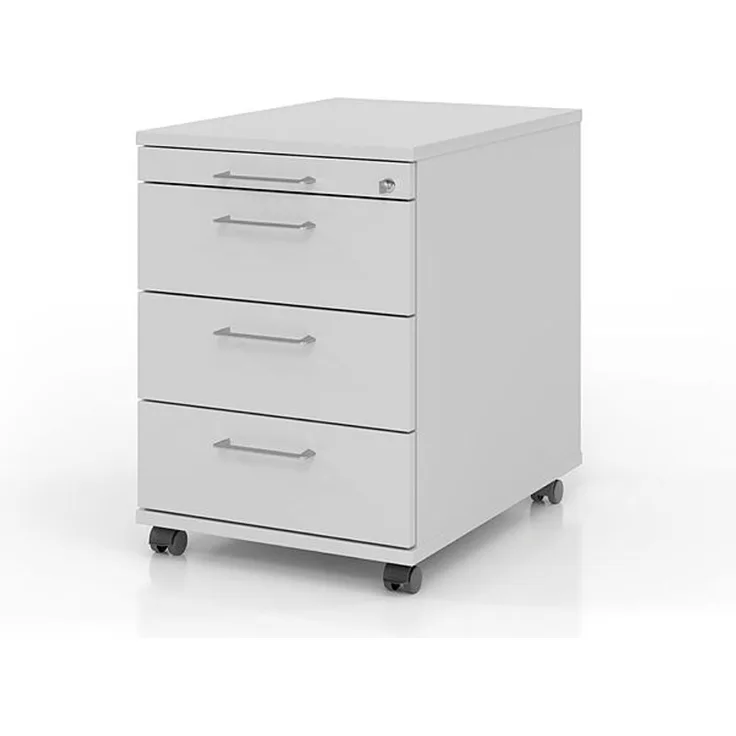Rollcontainer AC30 58cm, 3 Schübe, Schloss RE Weiss